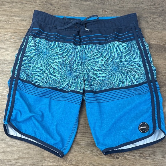 O’Neill Men’s Hyperfreak Hydro Tech Blue Teal Board Shorts, Swim Trunks, size 29 - Picture 1 of 11